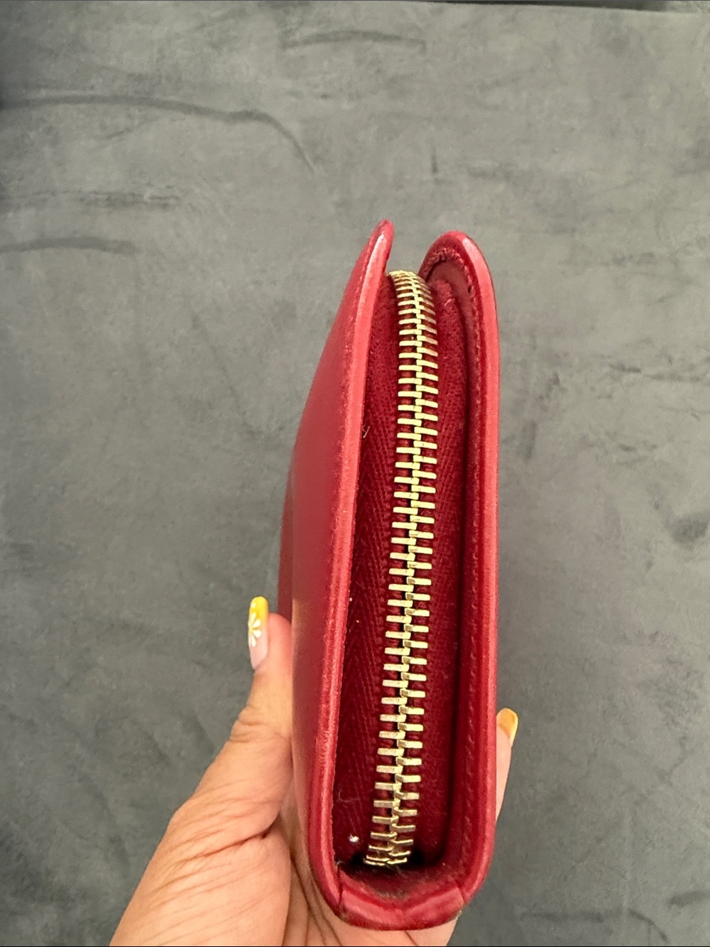 Saint Laurent Paris Red Leather Zip Around Long Wallet Gold Logo Authentic YSL - Picture 4 of 7